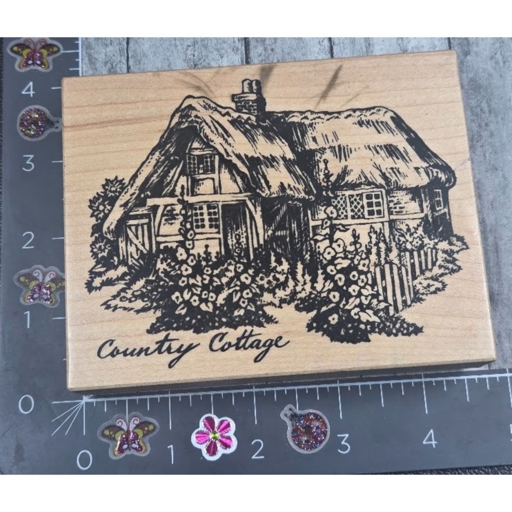 PSX Designs Country Cottage K1459 1995 Flower Fence Rubber Stamp Wood #B22 *READ